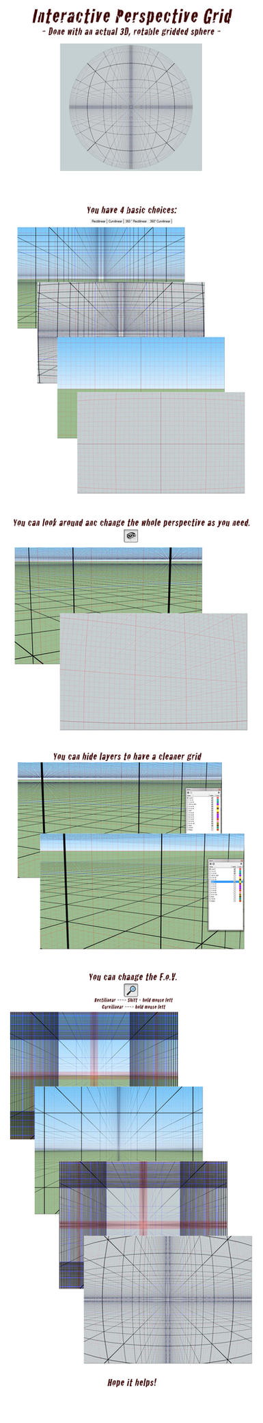 This is a 3D interactive perspective grid, done in Sketchup
