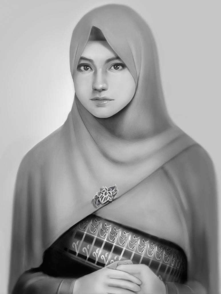 Sketsa Wajah Wanita Berhijab ~ Gambar Sketsa Anime Hijab Samping